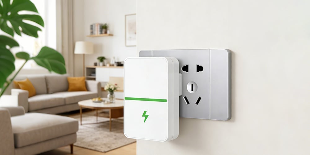 StopWatt plugged into outlet in a living room